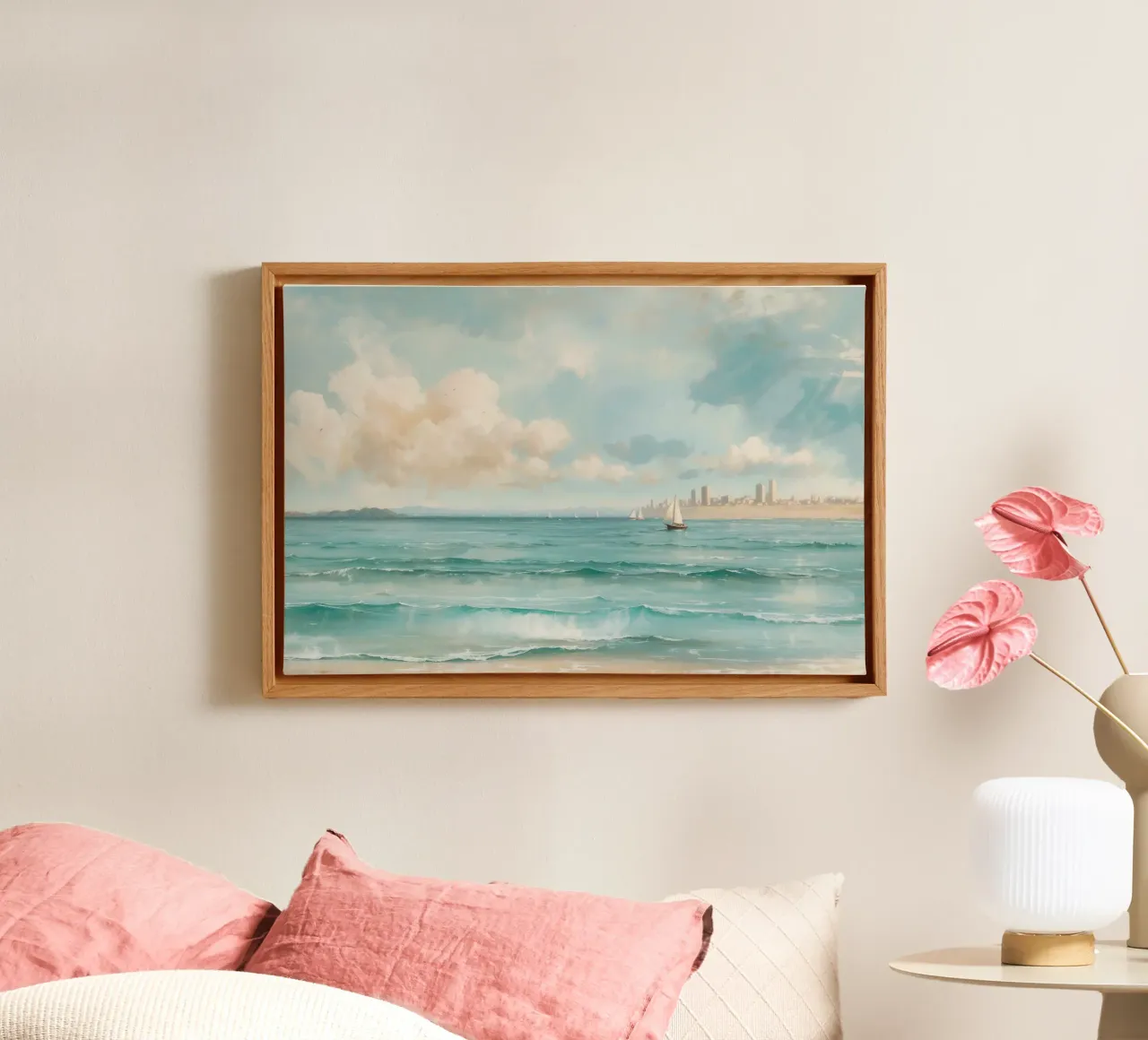 Sea Side Story No 01 canvas met Baklijst van treechild