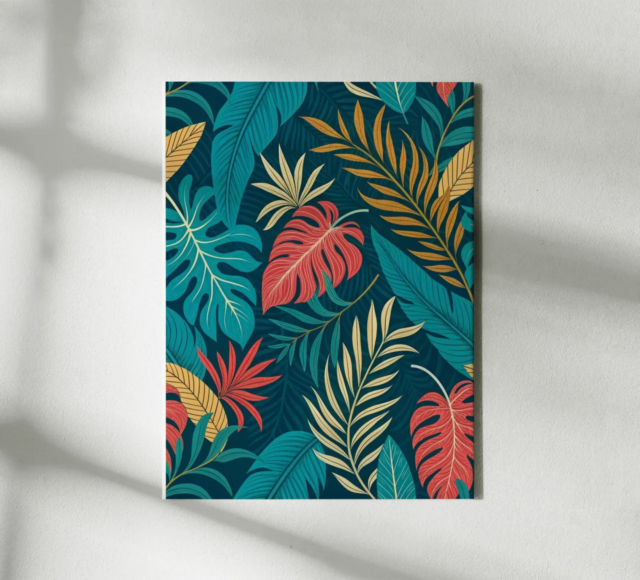 Tropische schemering: Abstract bladerpatroon canvas met Baklijst van Artistic-shop