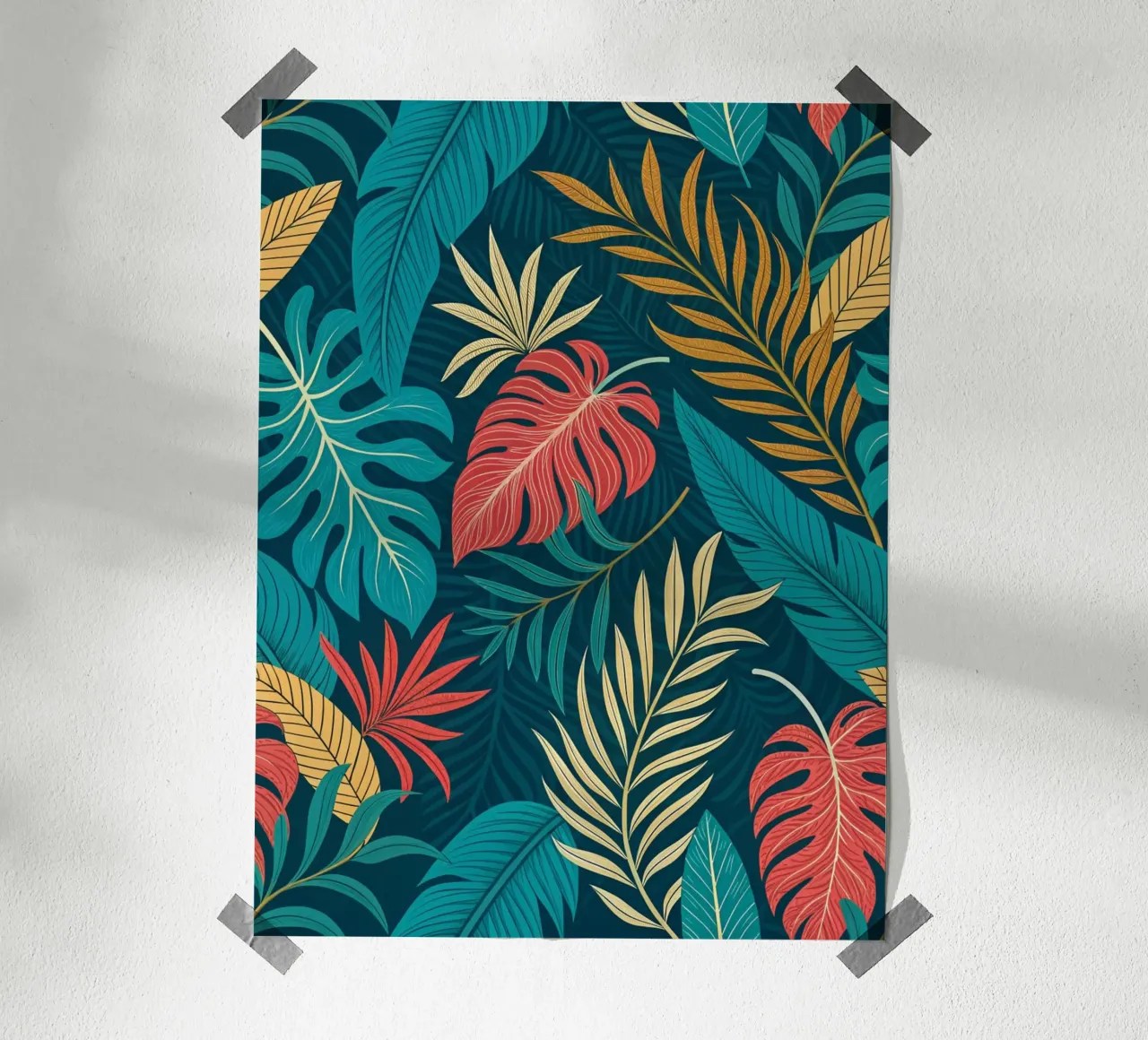 Crepuscolo tropicale: Modello di fogliame astratto poster da Artistic-shop