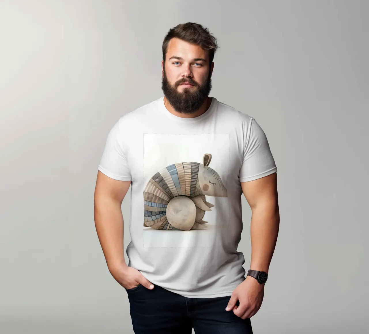 Ceramic Armadillo Figurine with Segmented Shell Pattern t-shirt by DesignDoodle