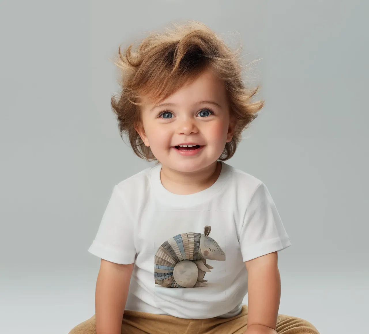 Ceramic Armadillo Figurine with Segmented Shell Pattern baby t-shirt by DesignDoodle
