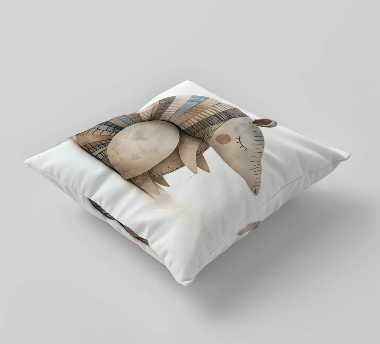 Ceramic Armadillo Figurine with Segmented Shell Pattern decorative cushion by DesignDoodle