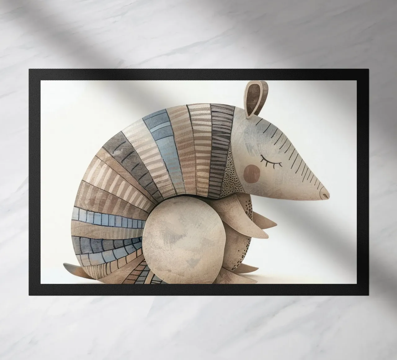 Ceramic Armadillo Figurine with Segmented Shell Pattern doormat by DesignDoodle