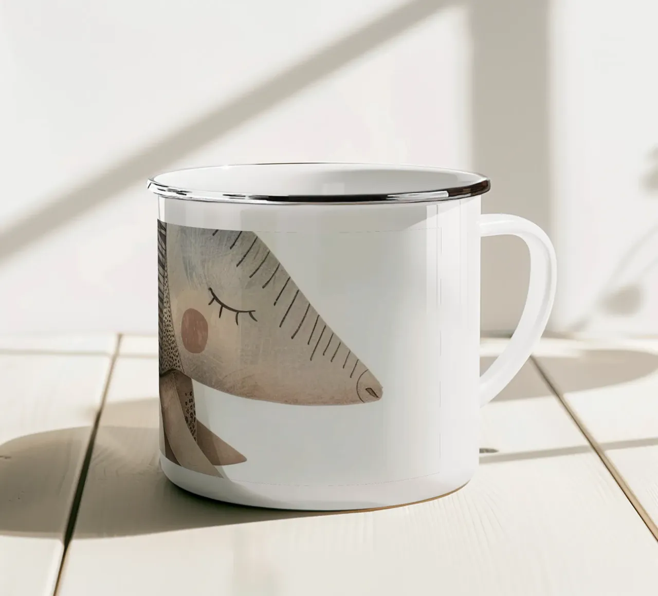 Ceramic Armadillo Figurine with Segmented Shell Pattern enamel mug by DesignDoodle