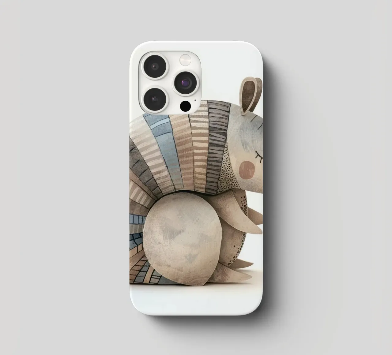 Ceramic Armadillo Figurine with Segmented Shell Pattern iphone case by DesignDoodle