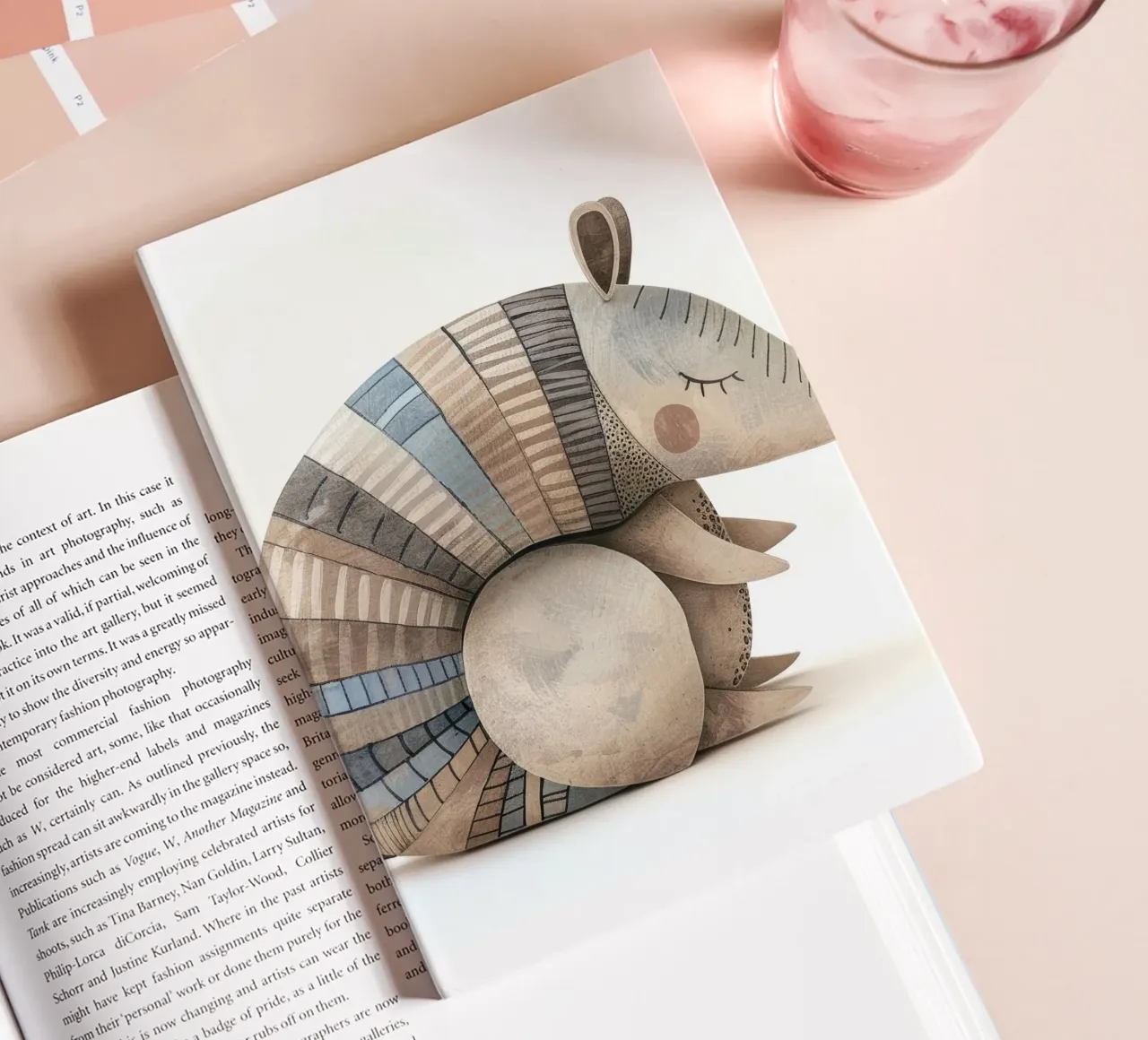 Ceramic Armadillo Figurine with Segmented Shell Pattern notebook by DesignDoodle
