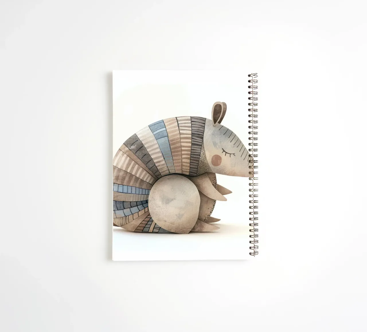 Ceramic Armadillo Figurine with Segmented Shell Pattern spiral notebook by DesignDoodle