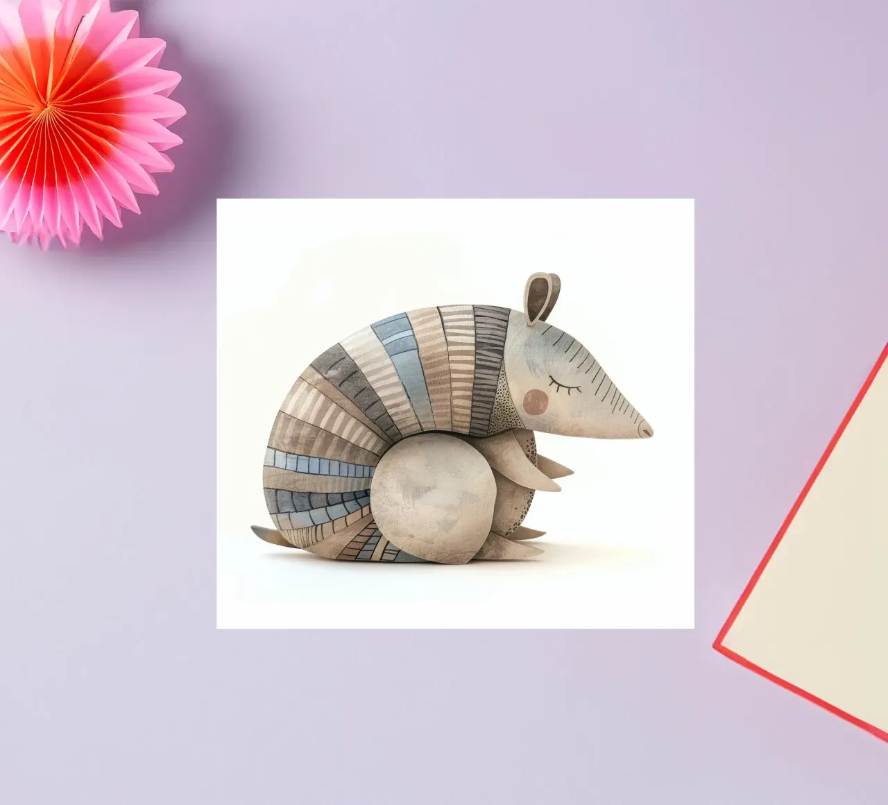 Ceramic Armadillo Figurine with Segmented Shell Pattern sticker by DesignDoodle