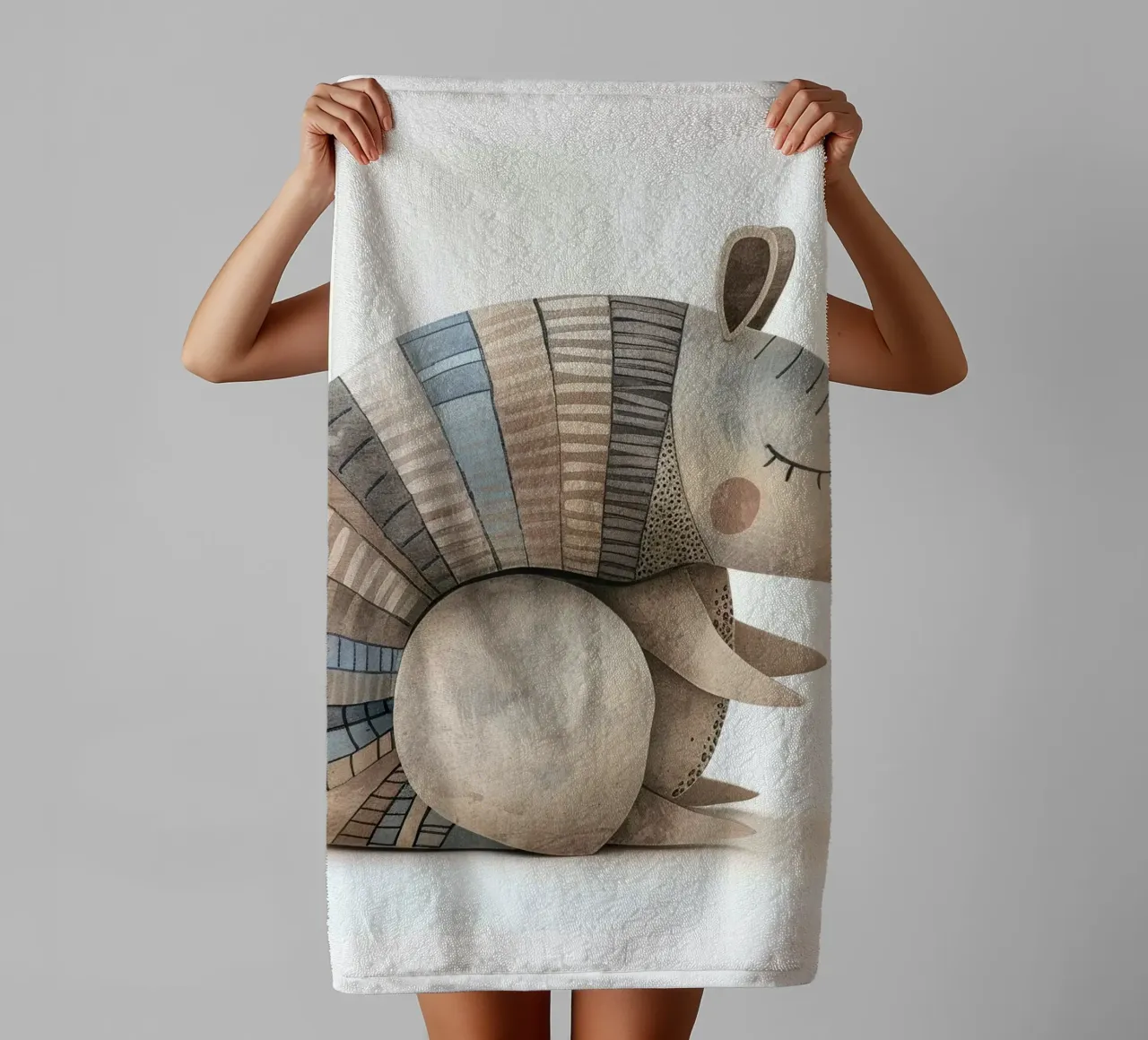 Ceramic Armadillo Figurine with Segmented Shell Pattern towel by DesignDoodle