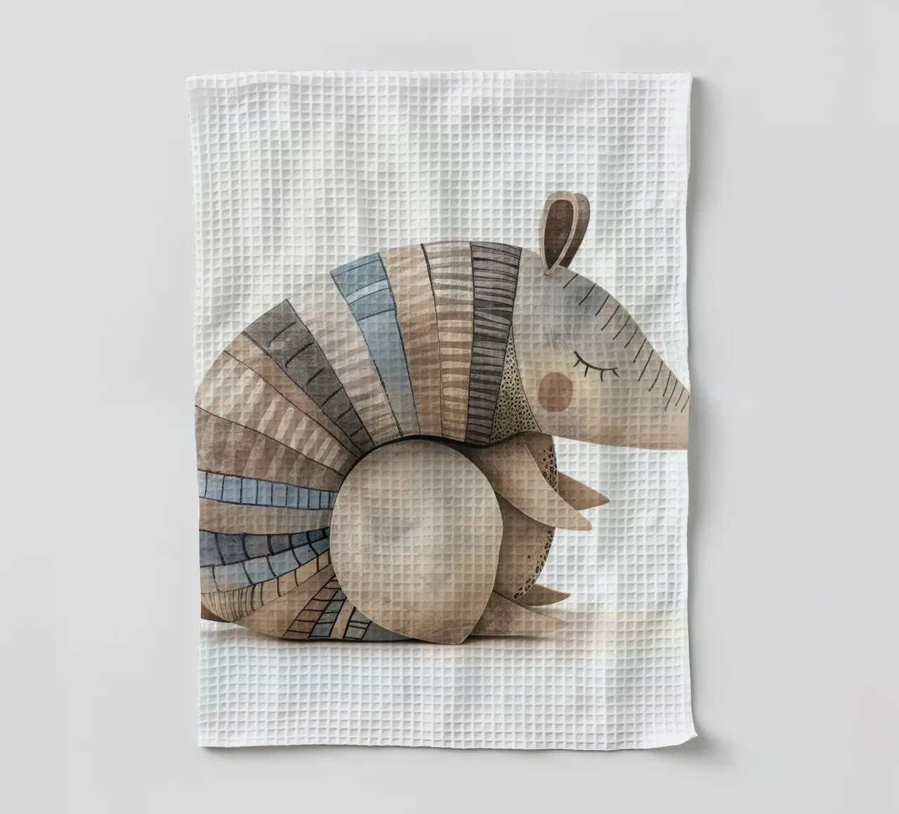 Ceramic Armadillo Figurine with Segmented Shell Pattern tea towel by DesignDoodle