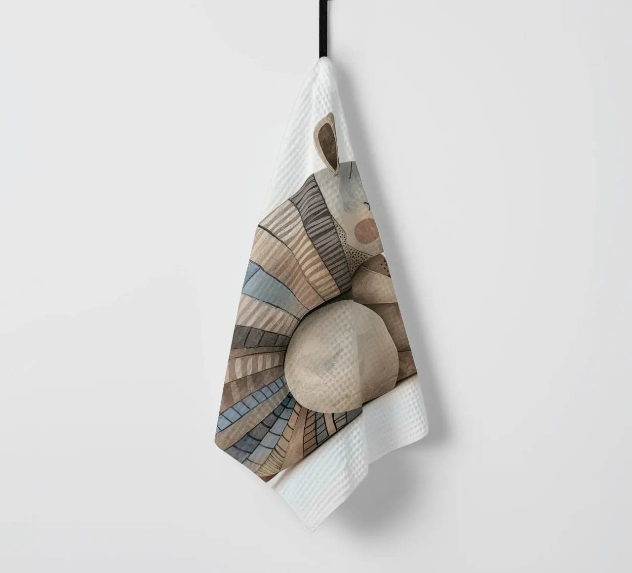 Ceramic Armadillo Figurine with Segmented Shell Pattern tea towel by DesignDoodle