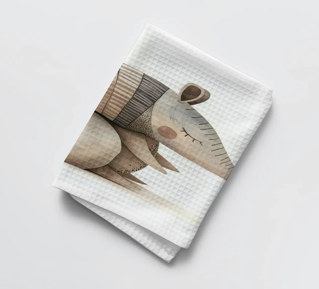 Ceramic Armadillo Figurine with Segmented Shell Pattern tea towel by DesignDoodle