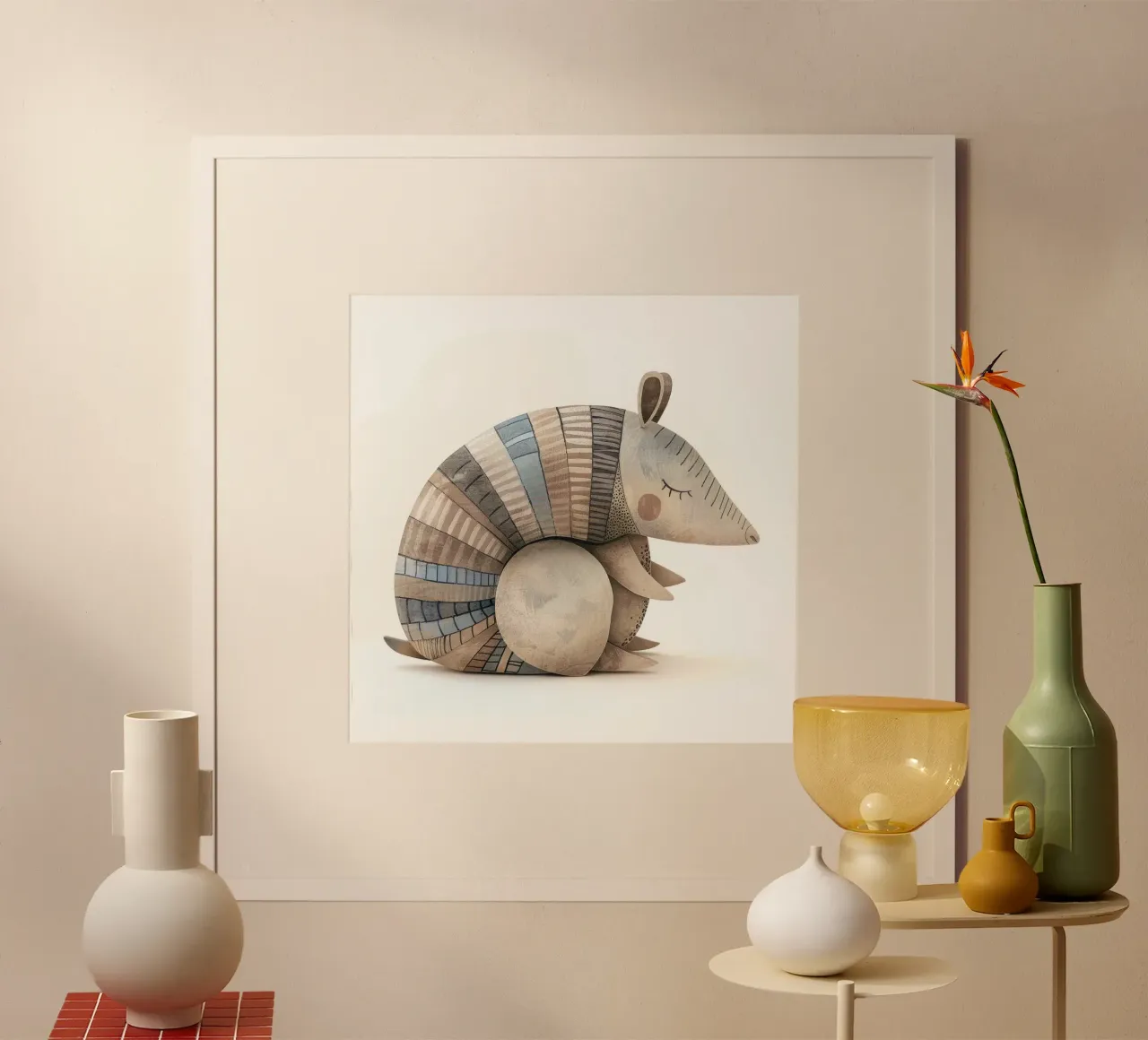 Ceramic Armadillo Figurine with Segmented Shell Pattern hahnemühle by DesignDoodle