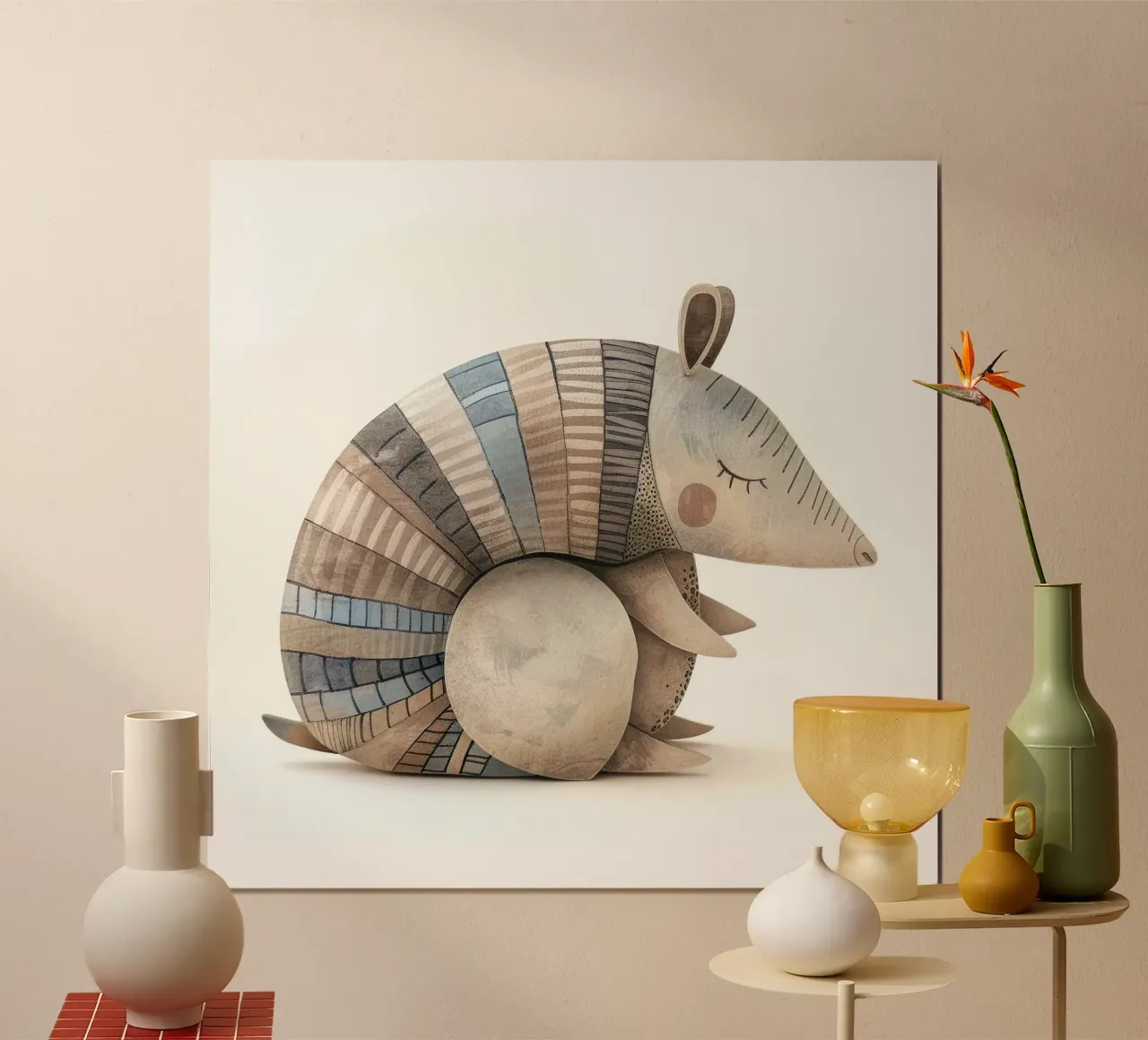 Ceramic Armadillo Figurine with Segmented Shell Pattern hahnemühle by DesignDoodle
