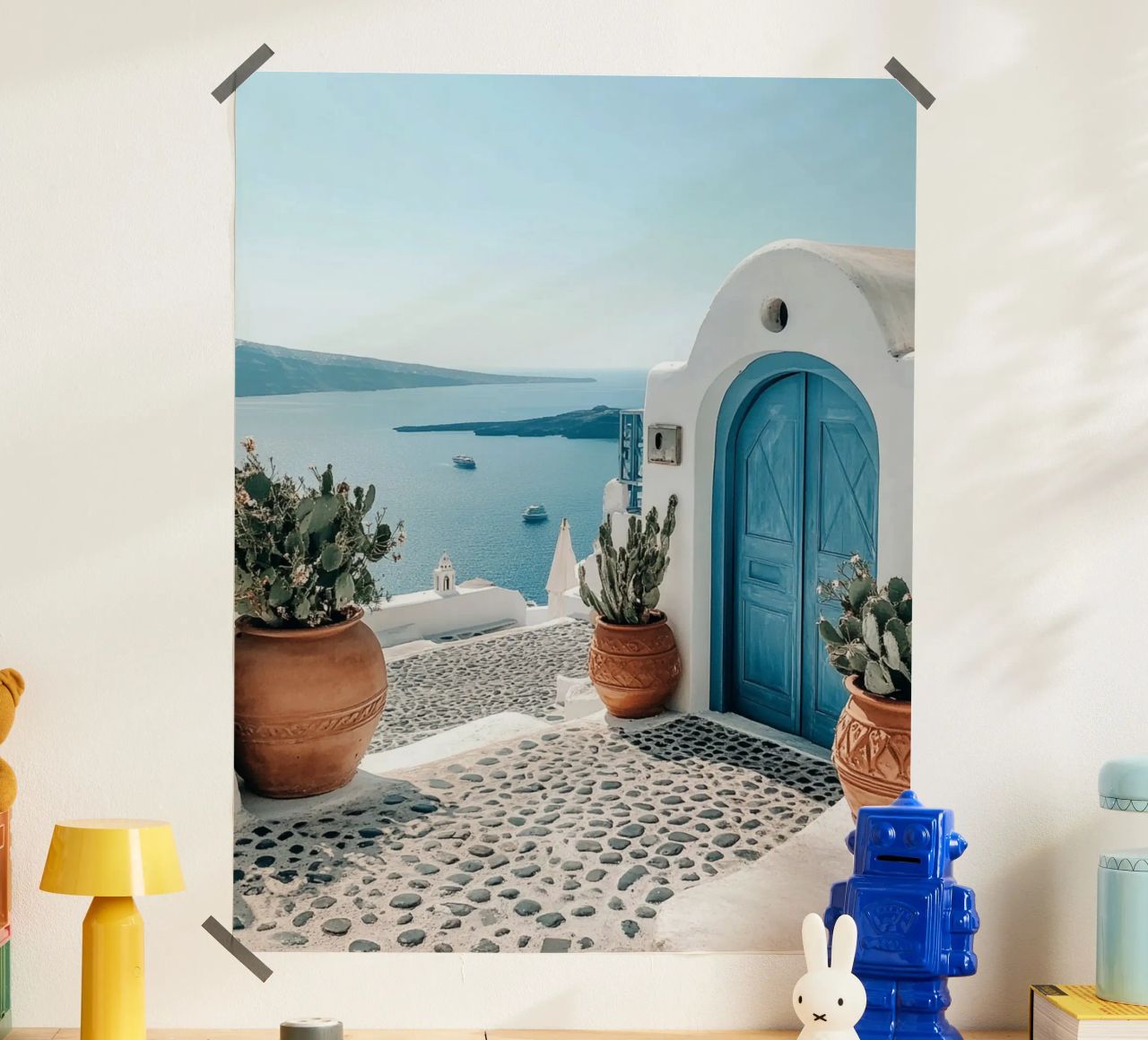 Santorini-Vibes Poster von PhotoVibe Decor
