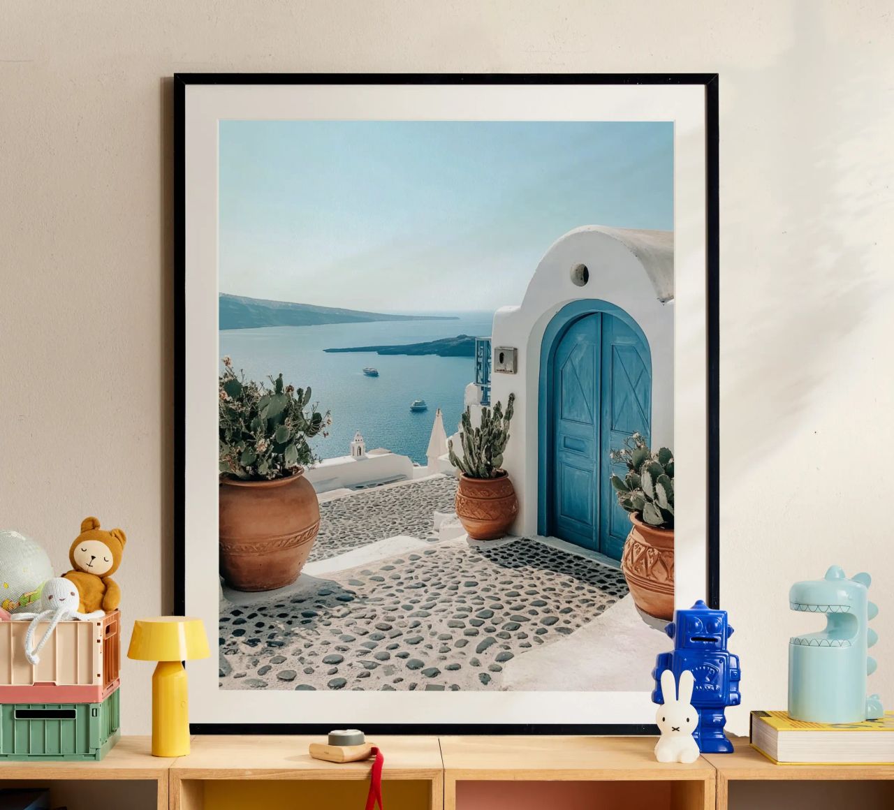 Santorini-Vibes Poster von PhotoVibe Decor