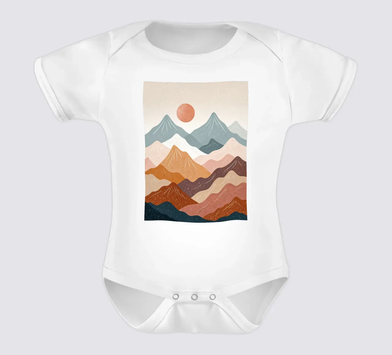 Serene berg zonsondergang abstract babyrompertje korte mouwen van Artistic-shop