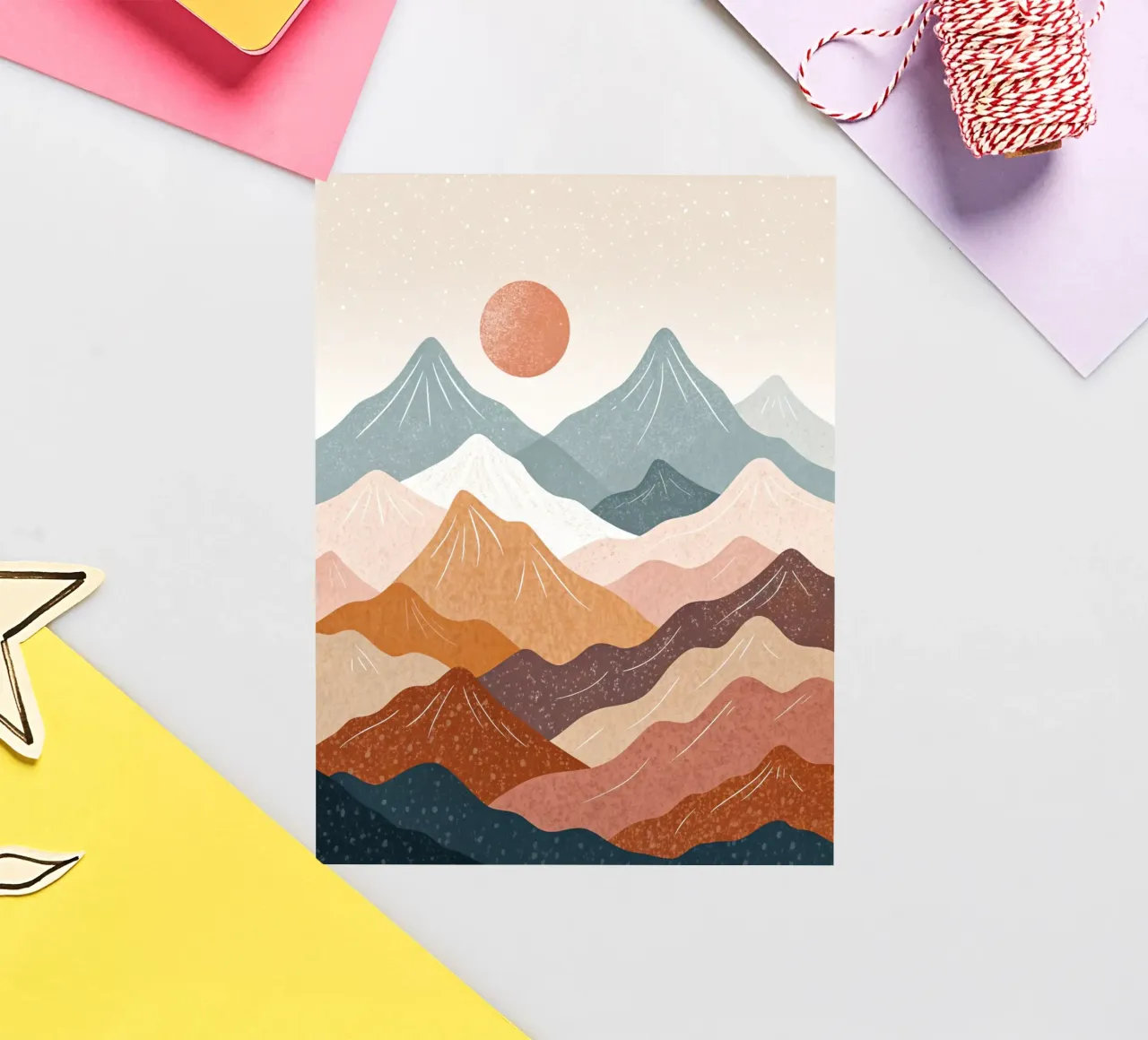 Serene Mountain Sunset Abstrakt Sticker von Artistic-shop