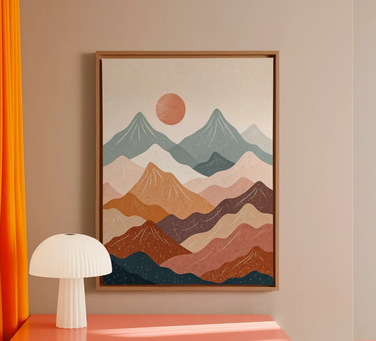 Serene berg zonsondergang abstract canvas van Artistic-shop