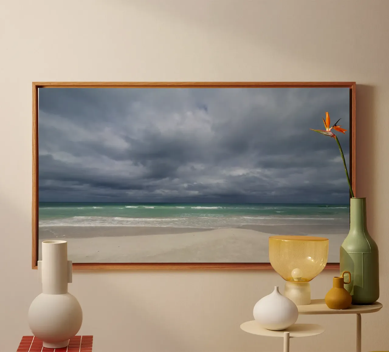 Beach on the Atlantic, motif 4 canvas with Floater frame by ZAMART - Fotografie