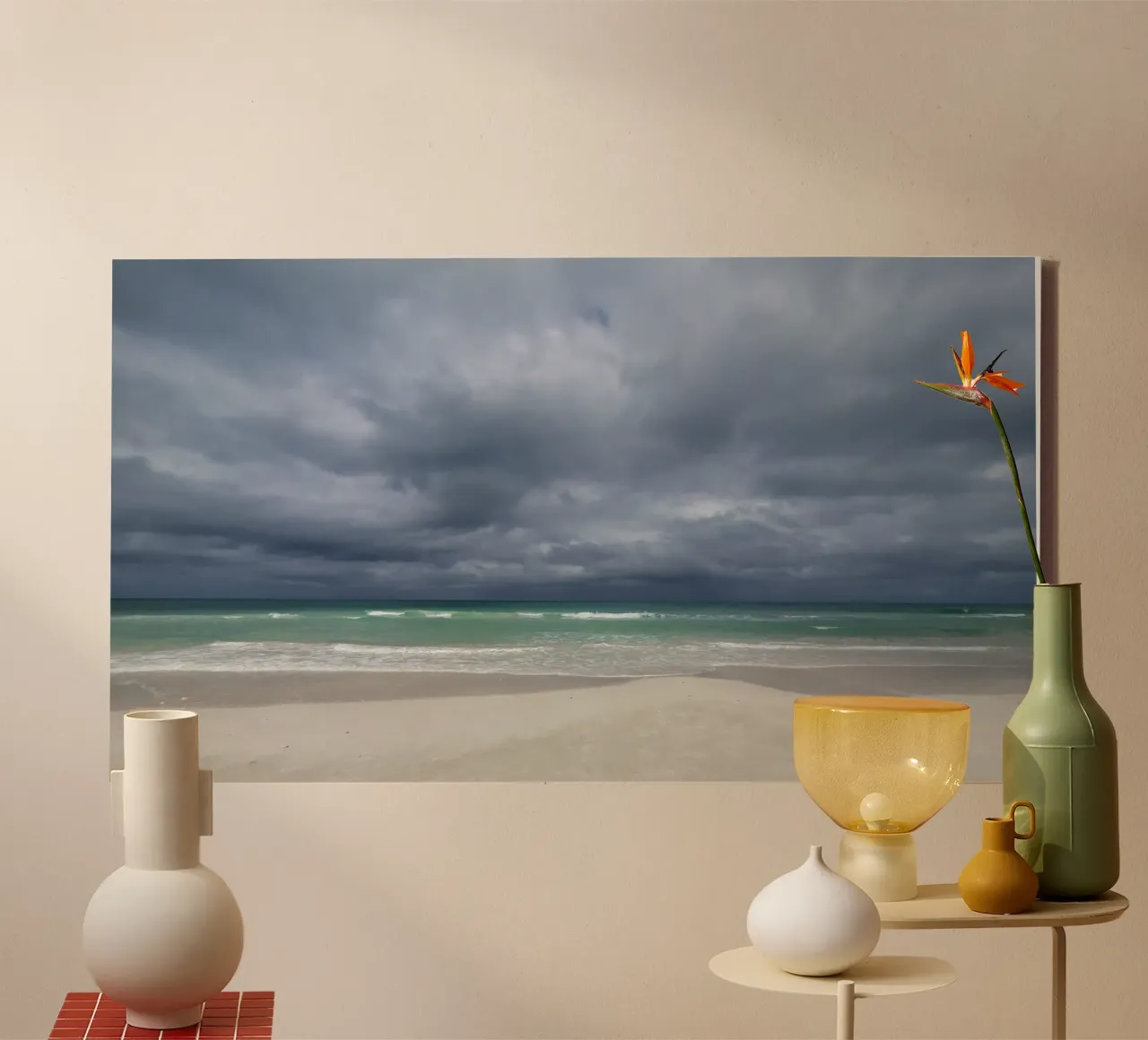 Beach on the Atlantic, motif 4 canvas with Floater frame by ZAMART - Fotografie