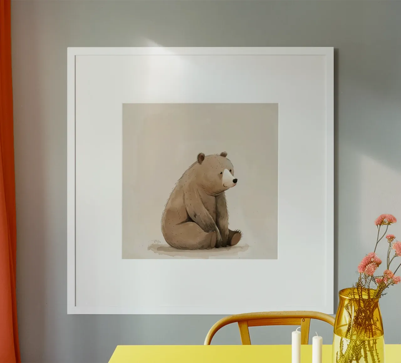 Illustrazione di un cucciolo di orso bruno seduto poster da DesignDoodle