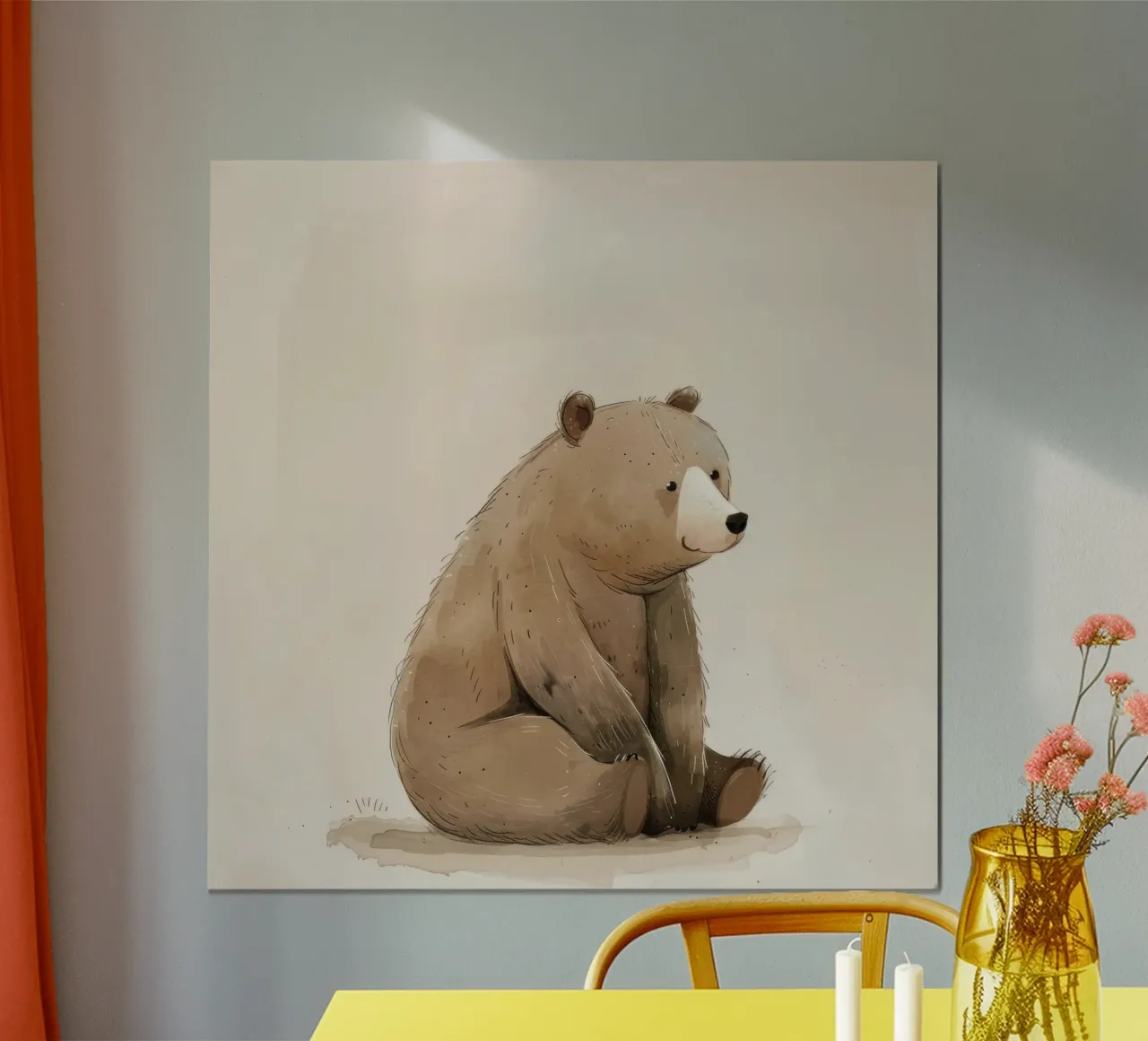 Illustrazione di un cucciolo di orso bruno seduto poster da DesignDoodle