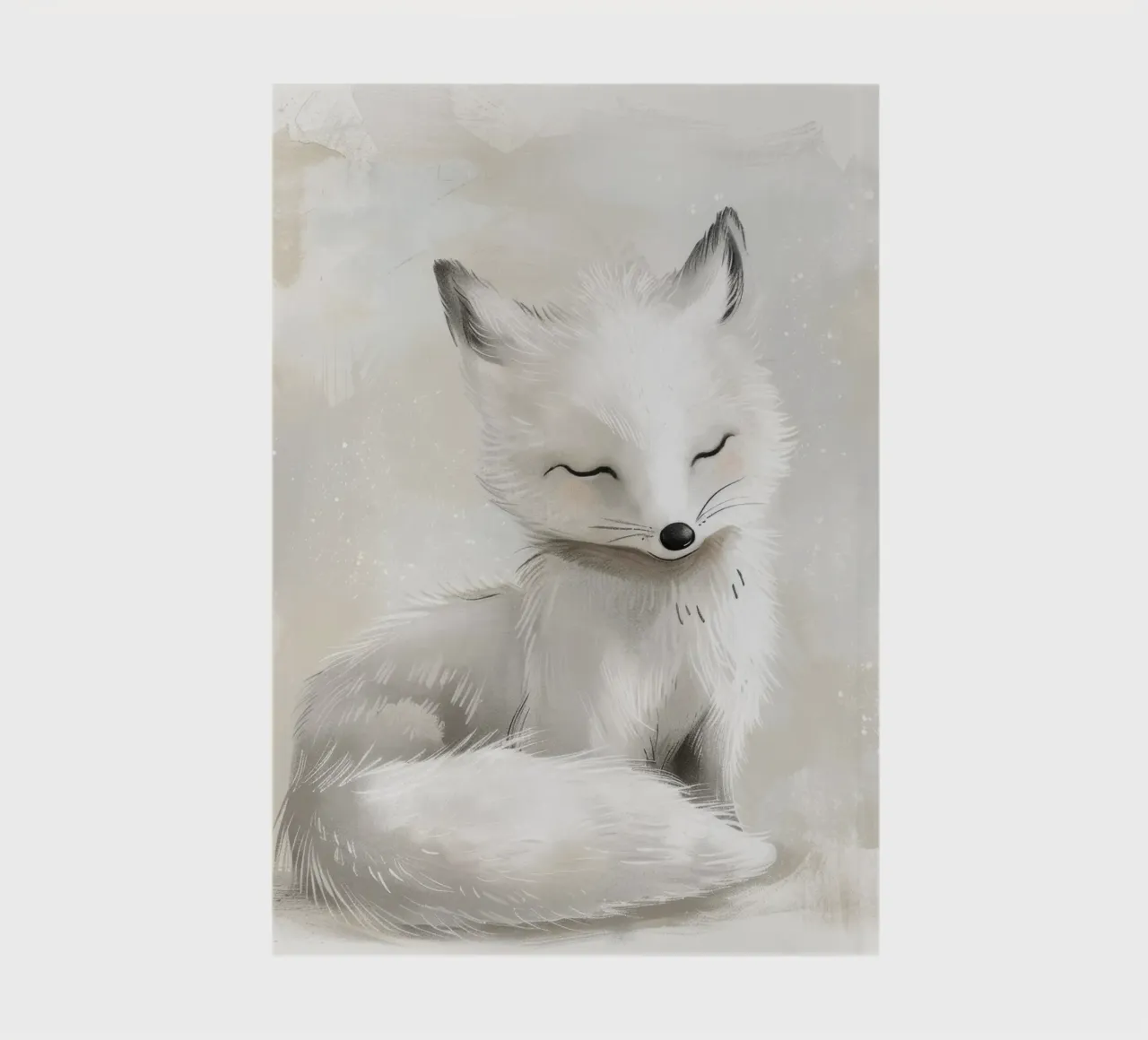 Illustration of an Arctic Fox, eyes closed notebook by DesignDoodle