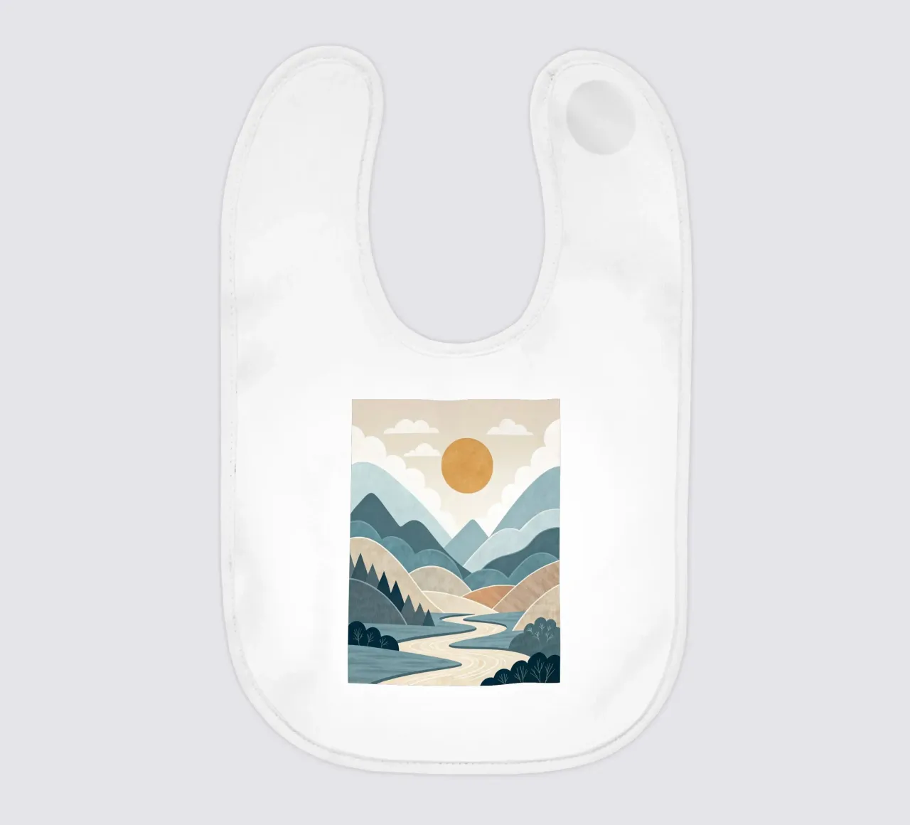 Serene Mountain River Sunset baby bib by Artistic-shop