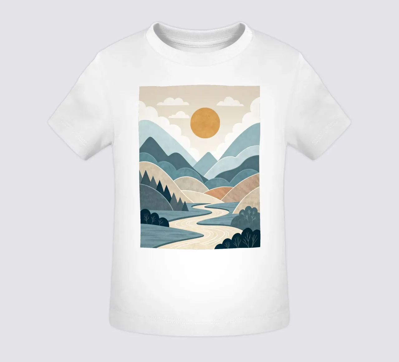 Serene Mountain River Sunset baby t-shirt by Artistic-shop