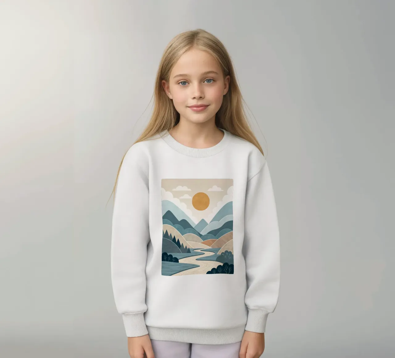 Sereno tramonto sul fiume di montagna felpa bambino da Artistic-shop