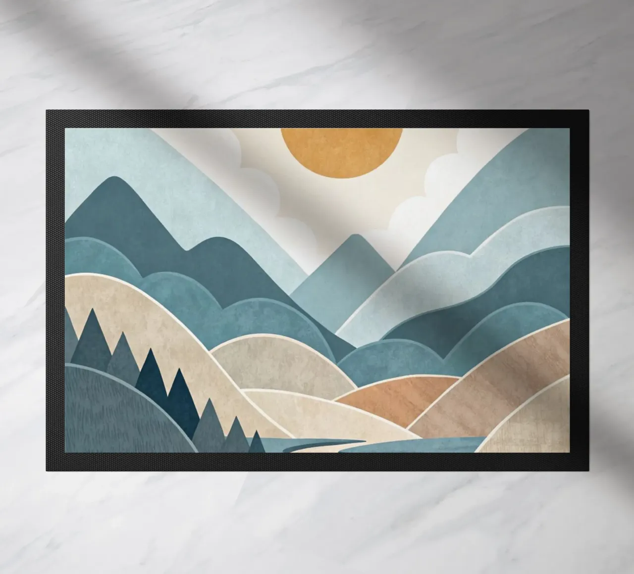 Sereno tramonto sul fiume di montagna zerbino da Artistic-shop