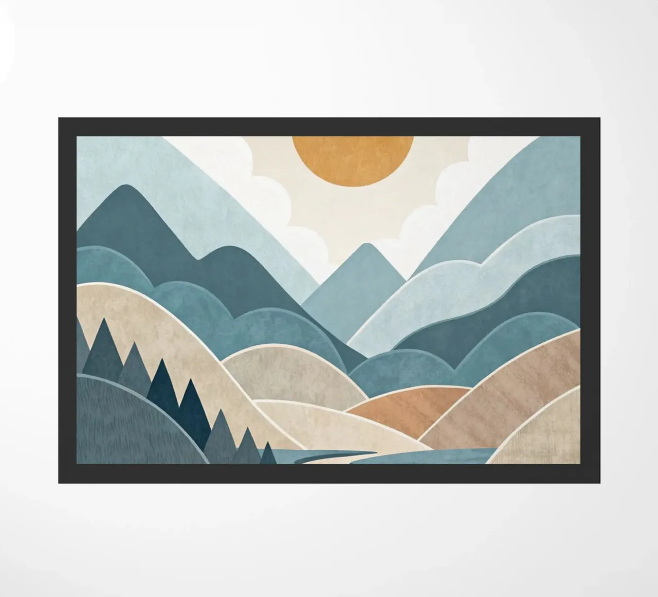 Sereno tramonto sul fiume di montagna zerbino da Artistic-shop