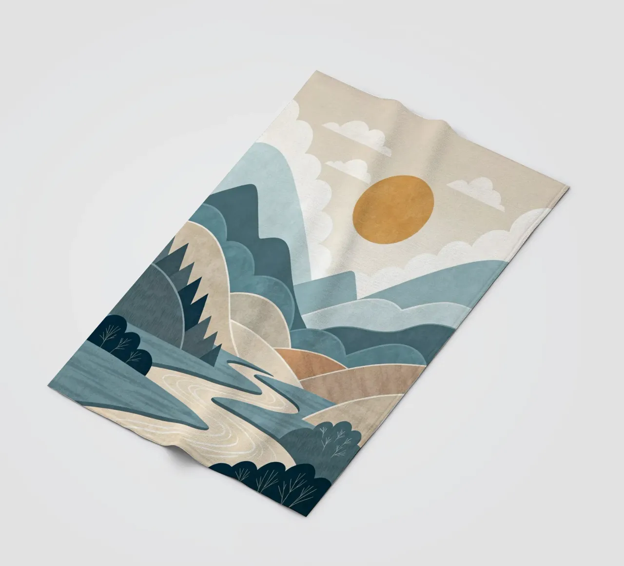 Sereno tramonto sul fiume di montagna coperta in pile da Artistic-shop