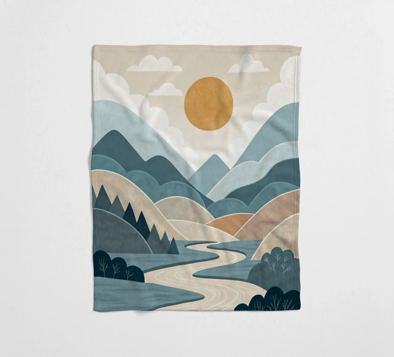 Sereno tramonto sul fiume di montagna coperta in pile da Artistic-shop
