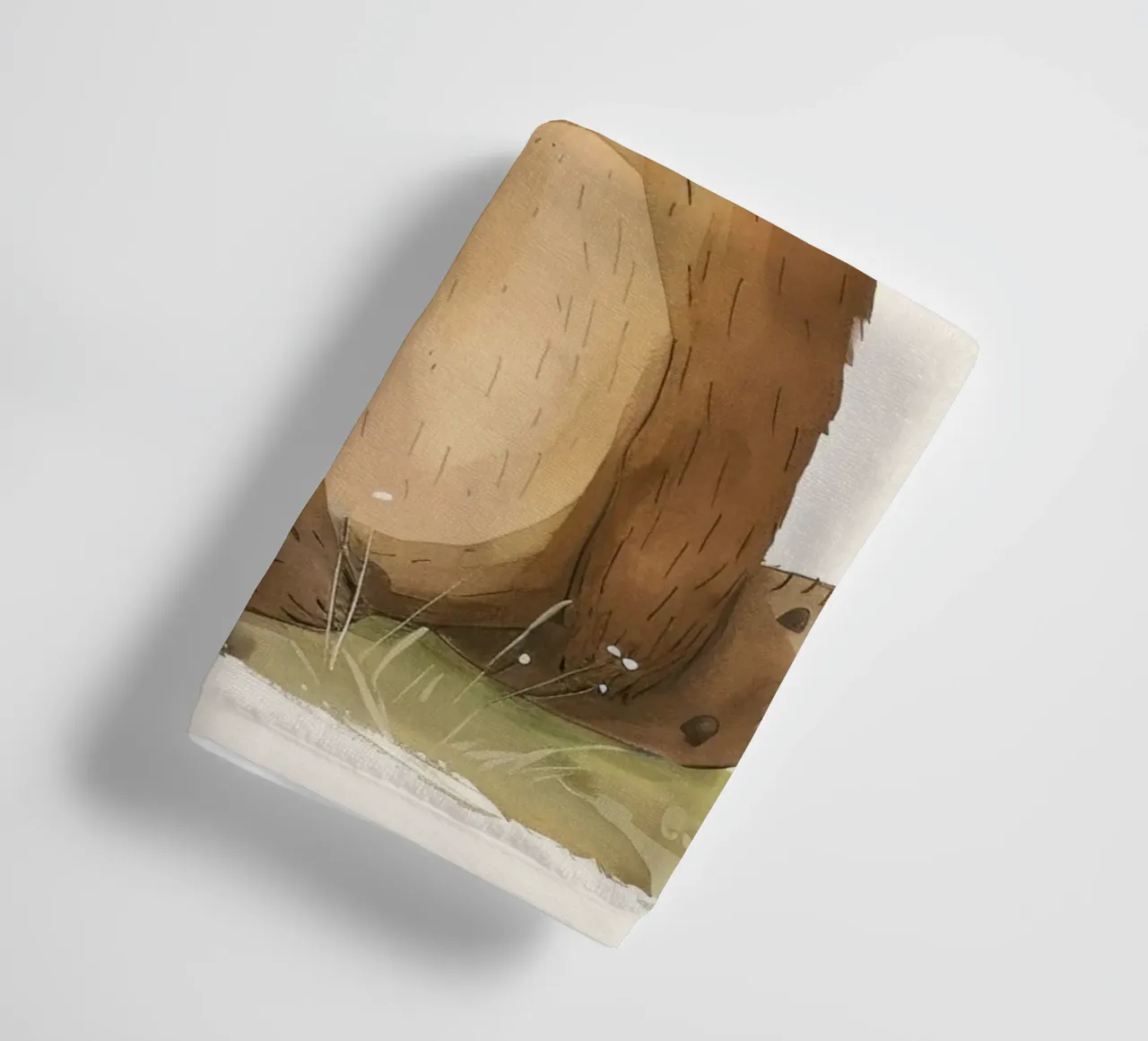 Illustration of Brown Bear Cub sitting in Grass towel by DesignDoodle