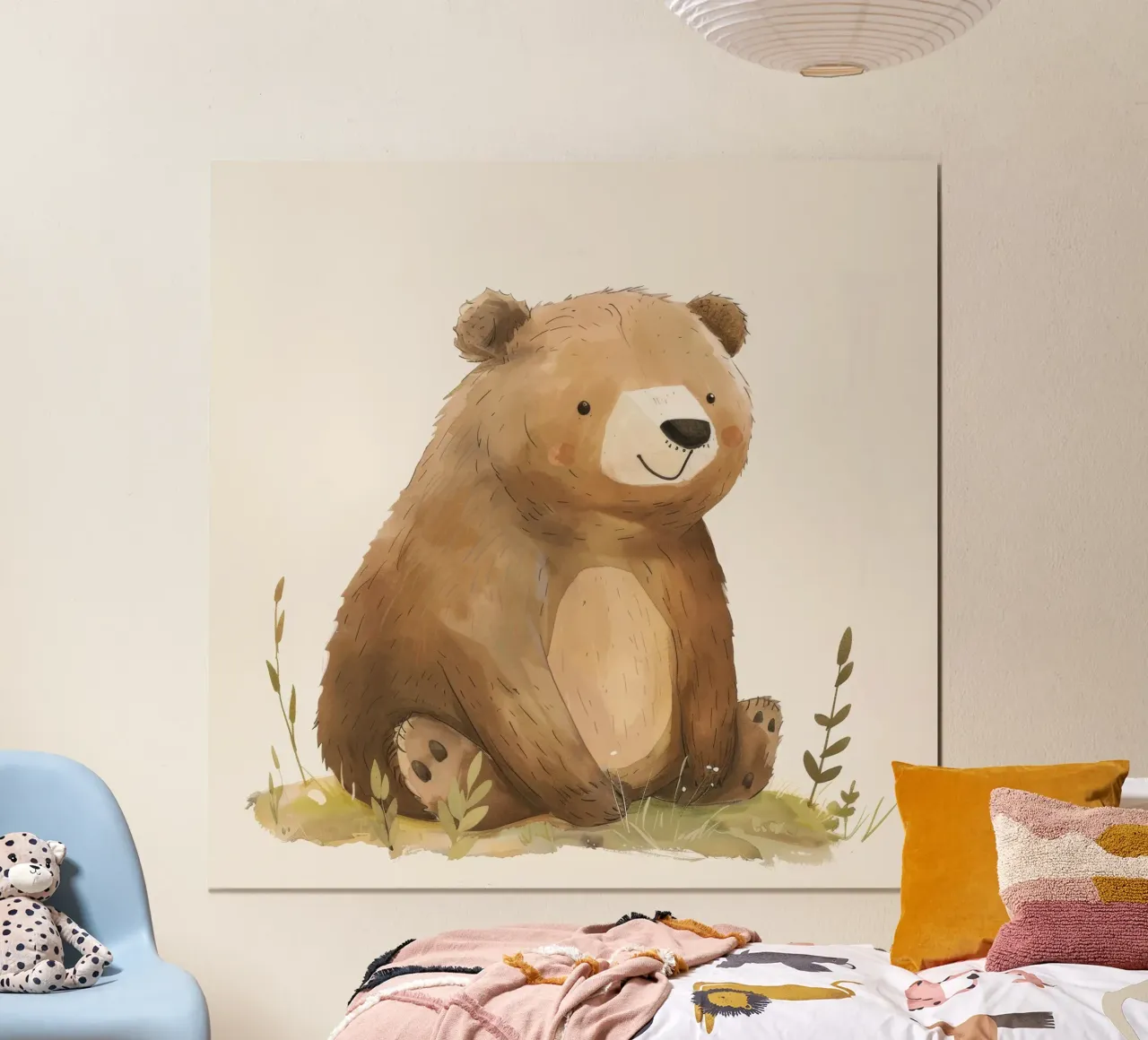 Ilustración de osezno sentado en la hierba hahnemühle de DesignDoodle