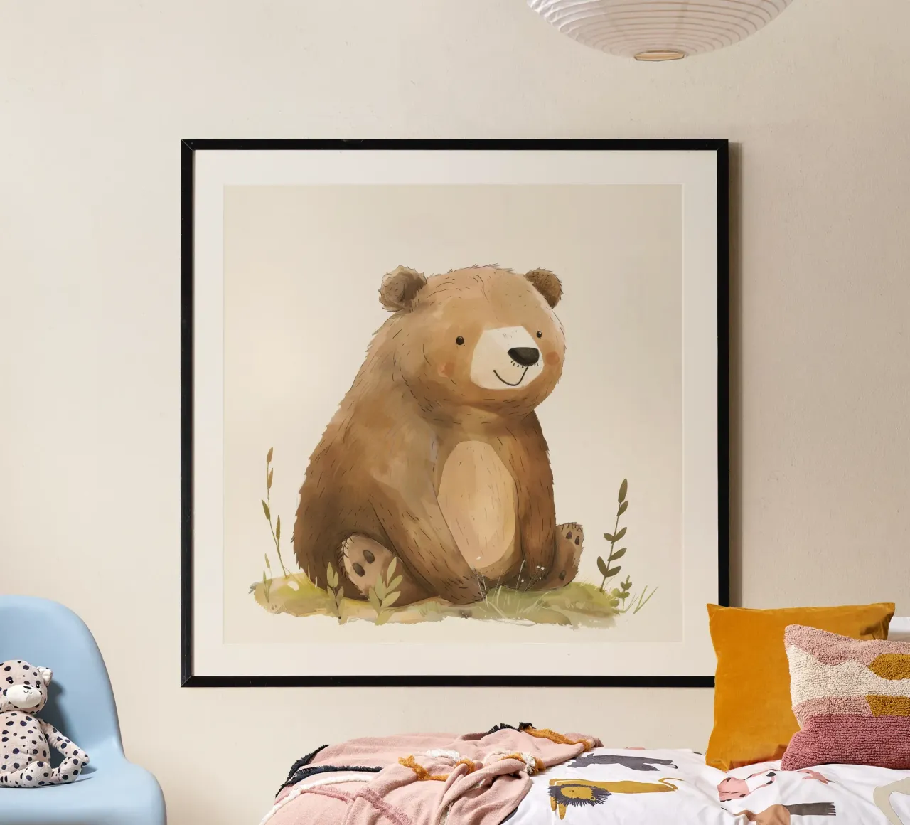 Ilustración de osezno sentado en la hierba hahnemühle de DesignDoodle