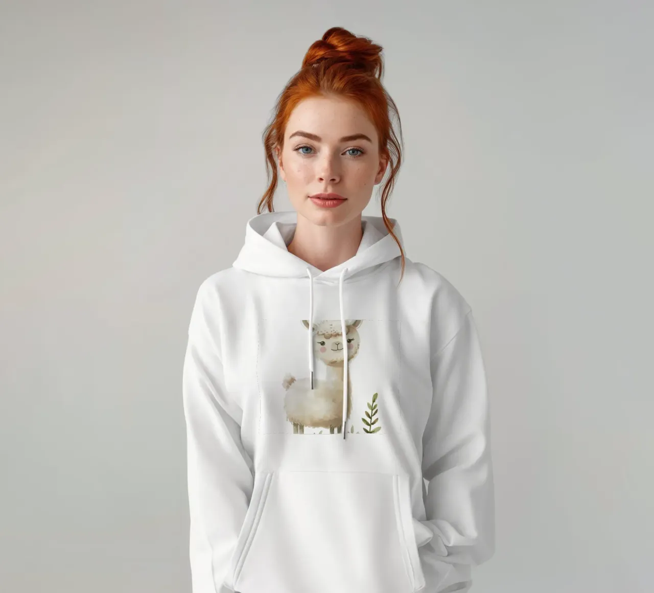 Pittura di un alpaca e piante felpa con cappuccio da DesignDoodle