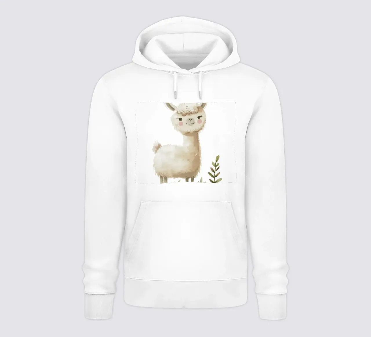 Pittura di un alpaca e piante felpa con cappuccio da DesignDoodle