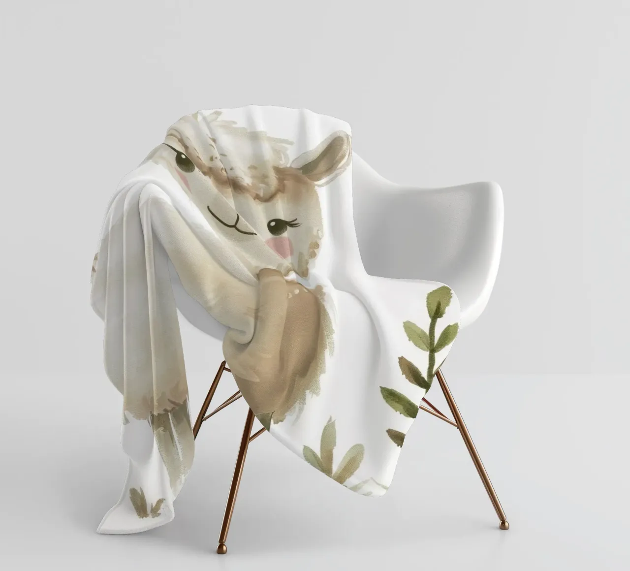Pittura di un alpaca e piante coperta in pile da DesignDoodle