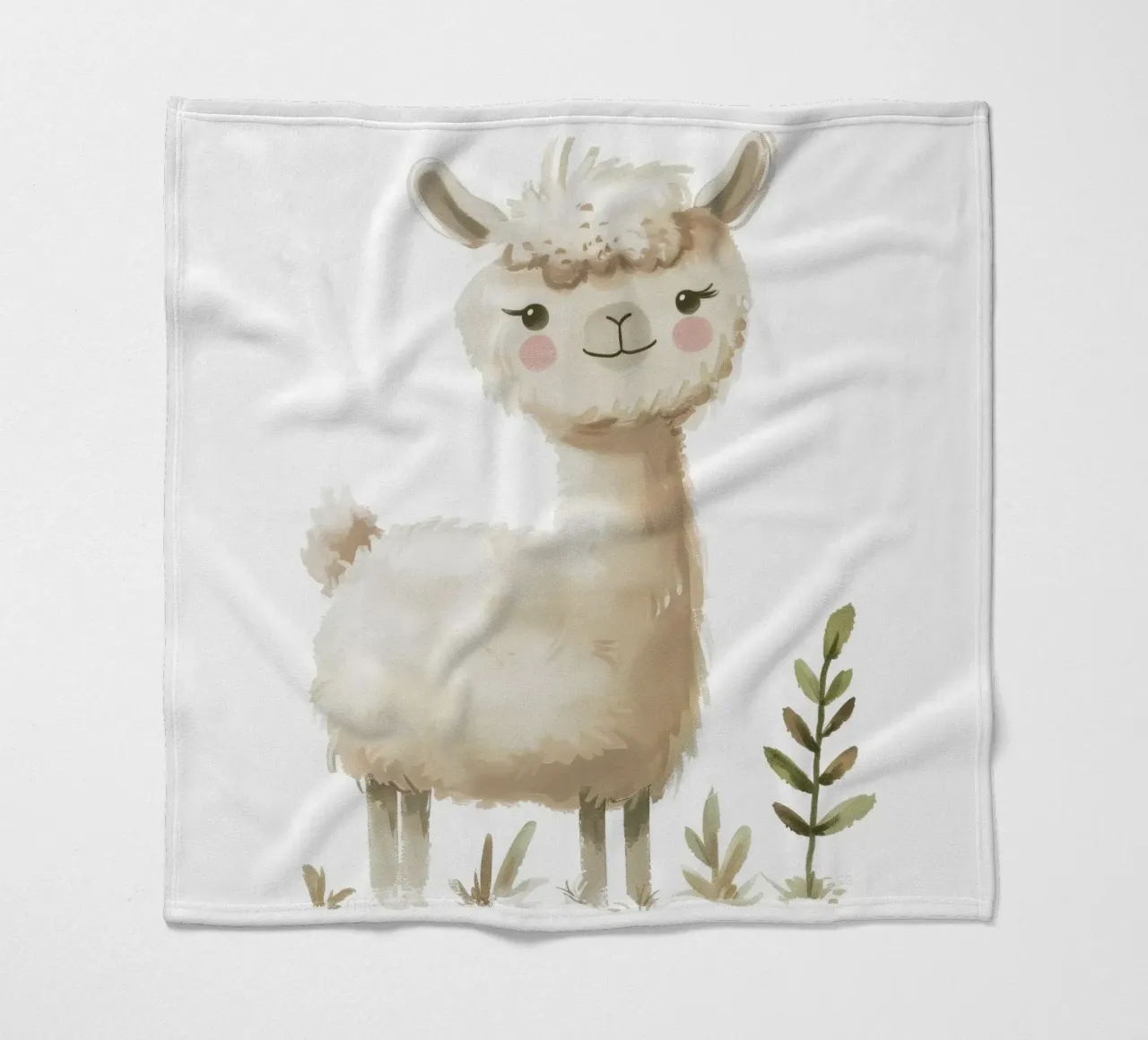 Pittura di un alpaca e piante coperta in pile da DesignDoodle