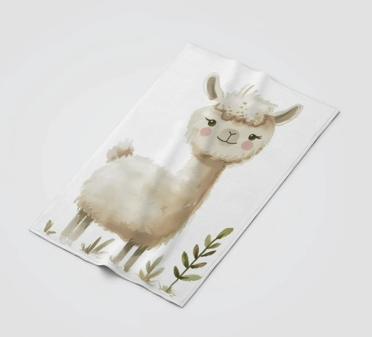 Pittura di un alpaca e piante coperta in pile da DesignDoodle
