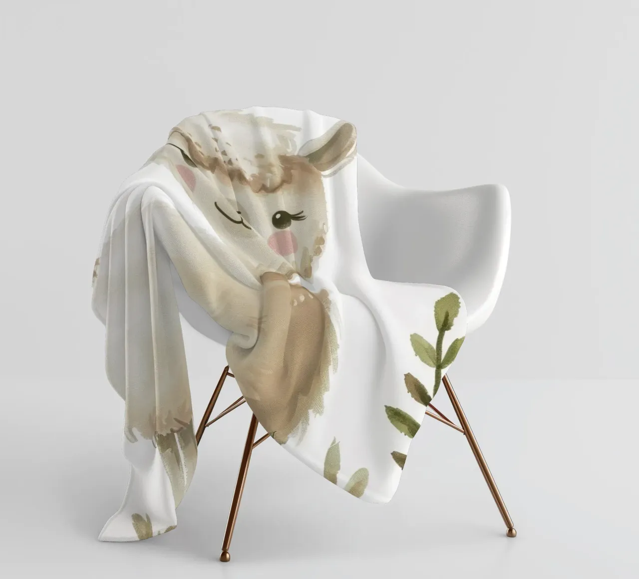 Pittura di un alpaca e piante coperta in pile da DesignDoodle
