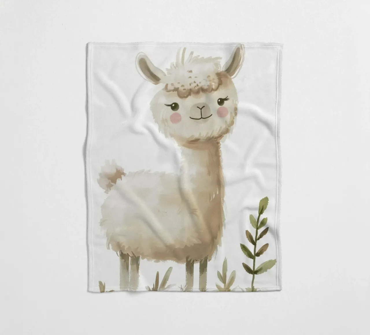Pittura di un alpaca e piante coperta in pile da DesignDoodle