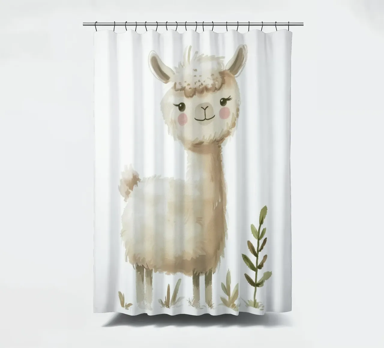 Pittura di un alpaca e piante tenda da doccia da DesignDoodle