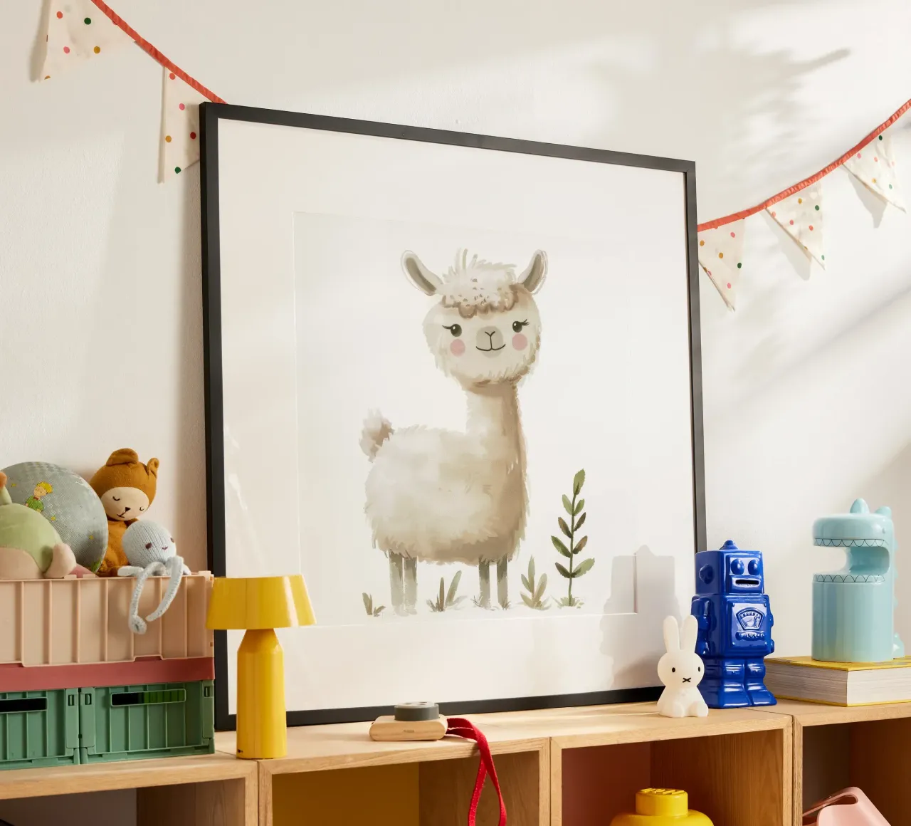Pittura di un alpaca e piante carta hahnemühle da DesignDoodle