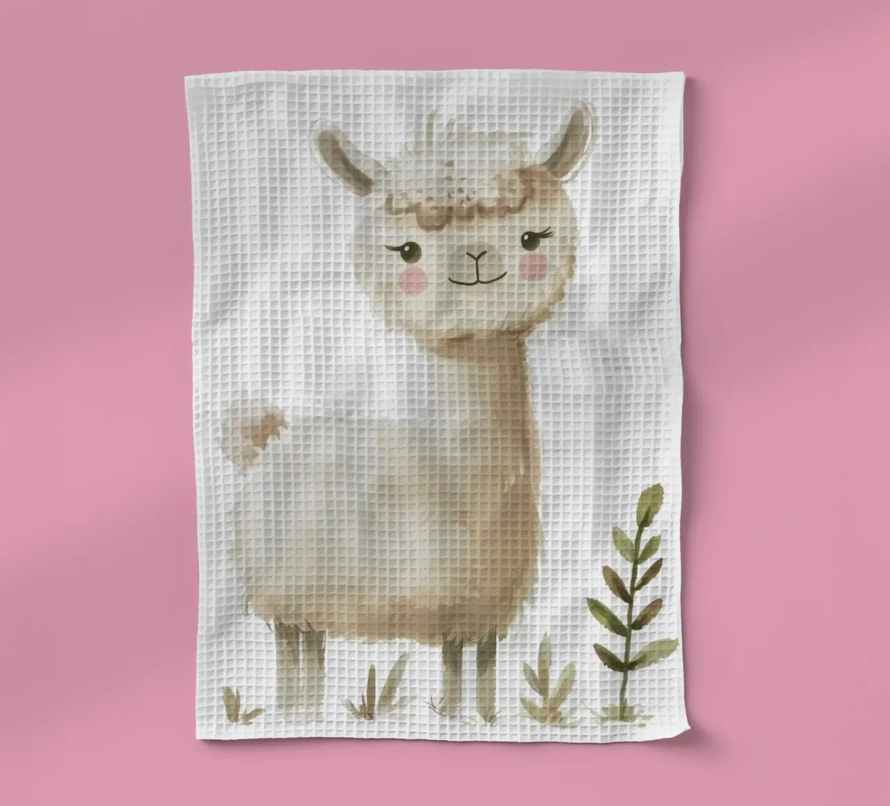 Pittura di un alpaca e piante canovaccio da cucina da DesignDoodle