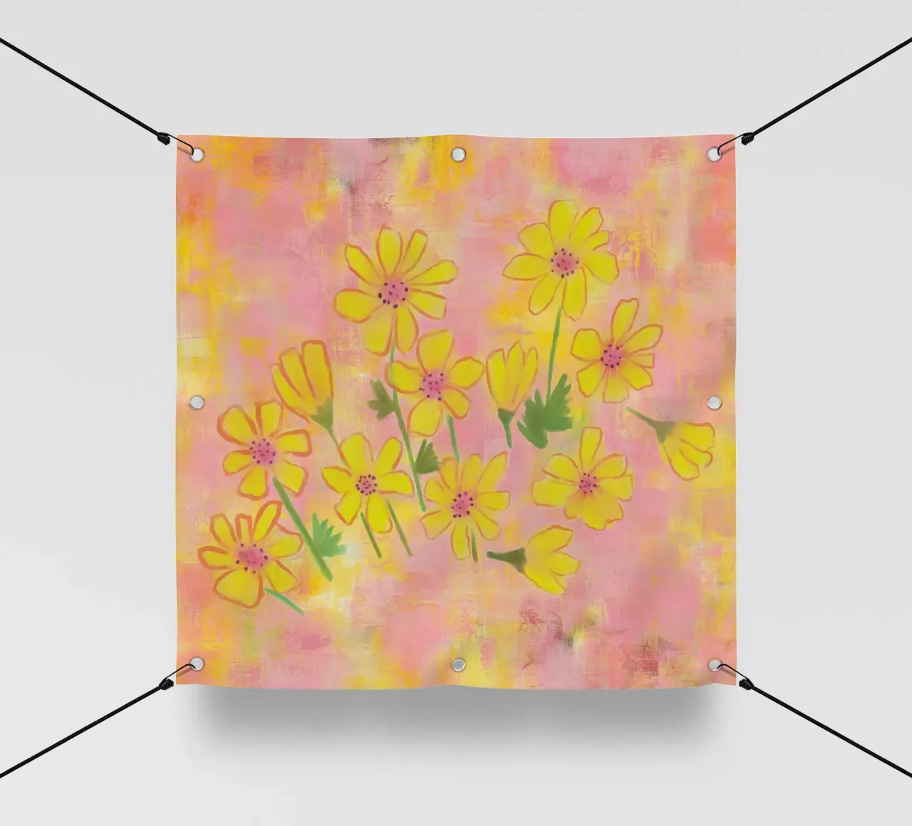 Butterblumenzauber - Gelbe Blumen - Kunst telo in pvc da Petra Lang