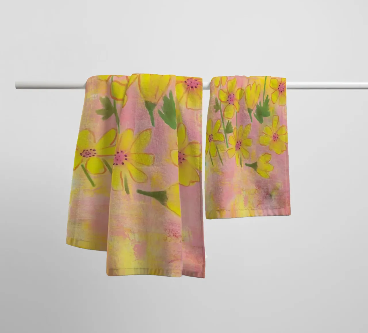Butterblumenzauber - Gelbe Blumen - Kunst asciugamano da bagno da Petra Lang